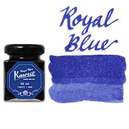 Kaweco Fountain Pen Ink - Royal Blue, swatch and bottle