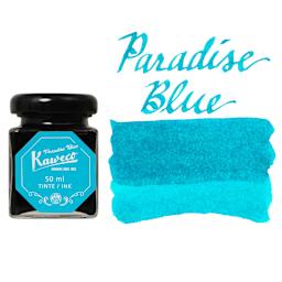 Kaweco Fountain Pen Ink - Paradise Blue, swatch and bottle