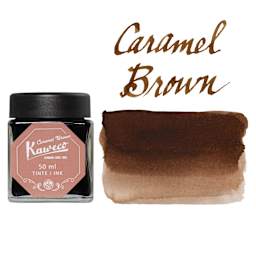 Kaweco Fountain Pen Ink - Caramel Brown, swatch and bottle