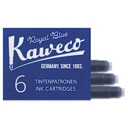 Kaweco Fountain Pen Erasable Ink Cartridges - Royal Blue, three cartridges shown out of packaging