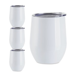 Craft Express Sublimation Printing Stainless Steel Stemless Wine Cup - 12 oz, White, Set of 4 (out of packaging)