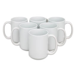 Craft Express Sublimation Printing Ceramic Mug - 15 oz, White, Pkg of 6 (out of packaging)