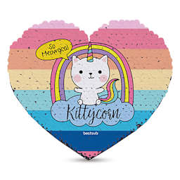 Craft Express Sublimation Printing Flip Sequin Patches - Heart, 4" x 4.75", Black, printed with an image of a cartoon cat