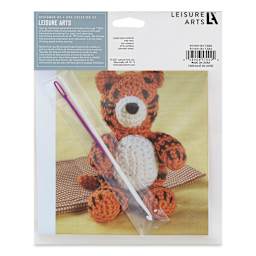 Leisure Arts Make a Little Friend Crochet Kit - Tiger, back of the packaging