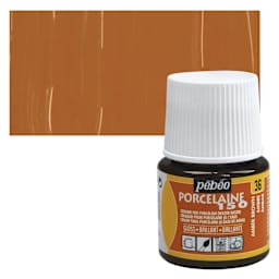Pebeo Porcelaine 150 Paint - Amber, Transparent, 45 ml bottle bottle and swatch