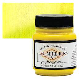 Jacquard Lumiere Acrylic - Solar Yellow, 2.25 oz Jar and swatch