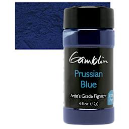 Gamblin Artist's Grade Pigment - Prussian Blue, 4 oz bottle and swatch