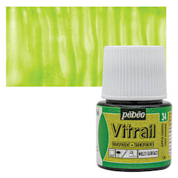 Pebeo Vitrail Paint - Apple Green, 45 ml bottle and swatch