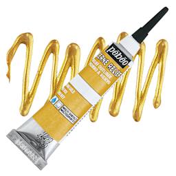 Pebeo Vitrail Paint Outliner - King Gold Outliner, 20 ml tube and swatch