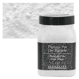 Sennelier Dry Pigment - Zinc White, 110 g jar and swatch
