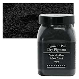 Sennelier Dry Pigment - Mars Black, 180 g jar and swatch