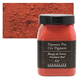 Sennelier Dry Pigment - Venetian Red, 170 g jar and swatch