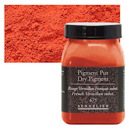 Sennelier Dry Pigment - French Vermilion Hue, 100 g jar and swatch