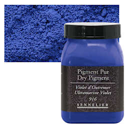 Sennelier Dry Pigment - Ultramarine Violet, 100 g jar and swatch
