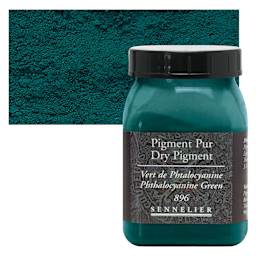 Sennelier Dry Pigment - Phthalo Green, 90 g jar and swatch