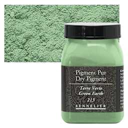 Sennelier Dry Pigment - Green Earth, 120 g jar and swatch