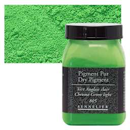 Sennelier Dry Pigment - Chrome Green Light, 120 g jar and swatch