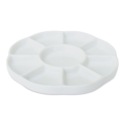 Yasutomo Flower Porcelain Dish - 9 wells at an angle to show depth
