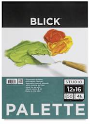 Disposable Palette Paper Pad, 50 Sheets, 12" x 16". Front of pad.