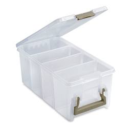 ArtBin Super Satchel Semi-Satchel - Angled view and open showing dividers