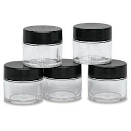 Jacquard Plastic Jars - 5 jars shown stacked and empty