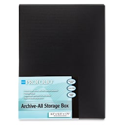 Itoya ProFolio Archive-All Storage Box - Front view of package showing label