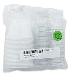 Uline Plastic Cups with Lids - 4 oz, Pkg of 25 (in packaging)