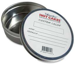 Enkaustikos Empty Aluminum Tin - Open 8 oz tin showing custom label