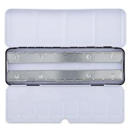 Empty Watercolor Palette Tin - Top view of Open 24 Pan Tin