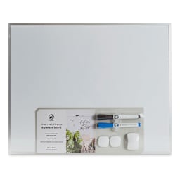 U Brands Silver Frame Magnetic White Board - 16" x 20" shown with label