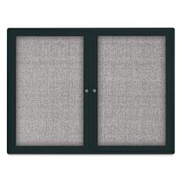 UVP Radius Enclosed Bulletin Tackboard - Black, 36" x 48", 2 Doors