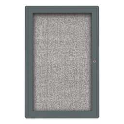 UVP Radius Enclosed Bulletin Tackboard - Gray, 24" x 36", 1 Door