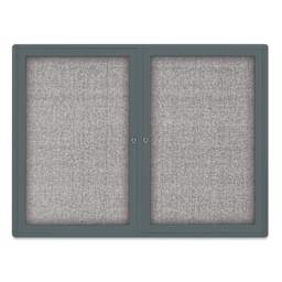 UVP Radius Enclosed Bulletin Tackboard - Gray, 36" x 48", 2 Doors