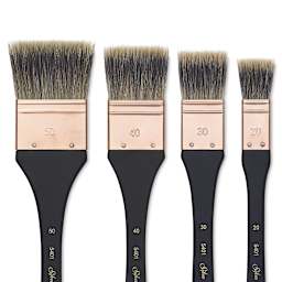Silver Brush Atelier Badger Blend Mottler Brushes - Closeup of 4 sizes
