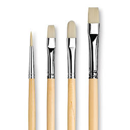 Da Vinci Acrylic Brushes Wood Box Set - Blick Exclusive! Set of 4, close up