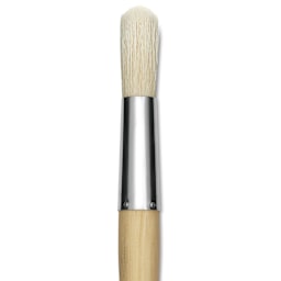 Silver Brush Silver Jumbo White Hog Bristle Brush - Round, Mid-Handle, Size 40. close-up