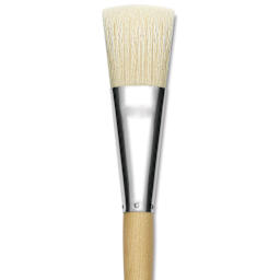 Silver Brush Silver Jumbo White Hog Bristle Brush - Chisel, Extra Long Handle, Size 1-1/2", close-up