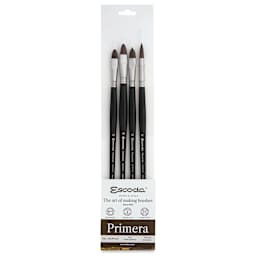 Escoda Primera Teijin Synthetic Brushes - Series 8958 Set of 4, Long Handle, font of the packaging