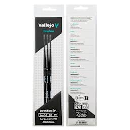 Vallejo Natural Pro Modeler Brushes - Definition Set of 3, front and back of packaging