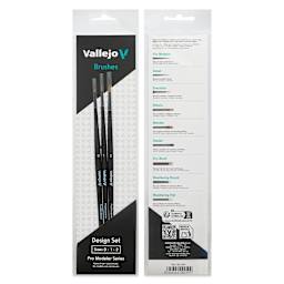 Vallejo Natural Pro Modeler Brushes - Detail Set of 3, front and back of packaging