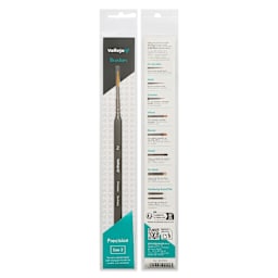Vallejo Synthetic Golden Toray Hobby Brush - Precision Round, Size 2, front and back of packaging
