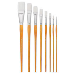 Utrecht Series 300 White Taklon Brushes - Flat, assorted sizes sold individually 