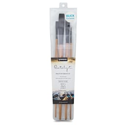 Princeton Catalyst Polytip Bristle Brushes - Front of package of Long Handle Set of 4 