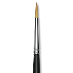 Trekell Synthetic Gold Taklon Brush - Round, Short Handle, Size 4, close-up