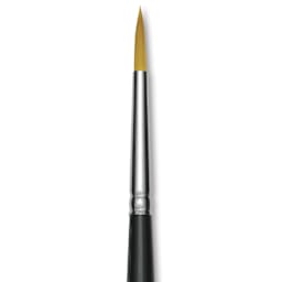 Trekell Synthetic Gold Taklon Brush - Round, Short Handle, Size 5, close-up