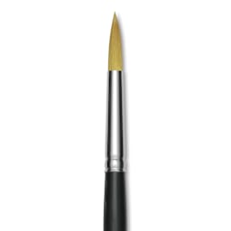 Trekell Synthetic Gold Taklon Brush - Round, Short Handle, Size 10, close-up