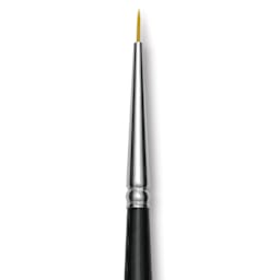 Trekell Synthetic Gold Taklon Brush - Round, Short Handle, Size 20/0, close-up