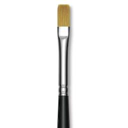 Trekell Synthetic Gold Taklon Brush - Bright, Short Handle, Size 8, close-up