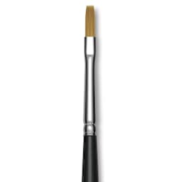 Trekell Synthetic Gold Taklon Brush - Flat, Short Handle, Size 2, close-up