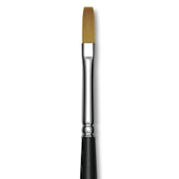 Trekell Synthetic Gold Taklon Brush - Flat, Short Handle, Size 4, close-up